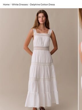 FEWMODA Delphine Cotton White Tiered Maxi Dress